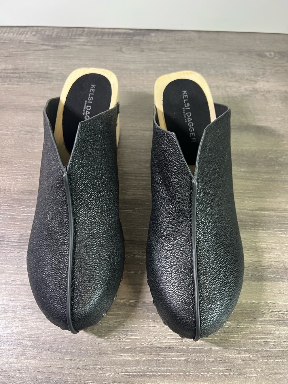 Kelsi Dagger Brooklyn Black Jhett Clogs with Studded Trim size 8 $190 - Picture 7 of 9